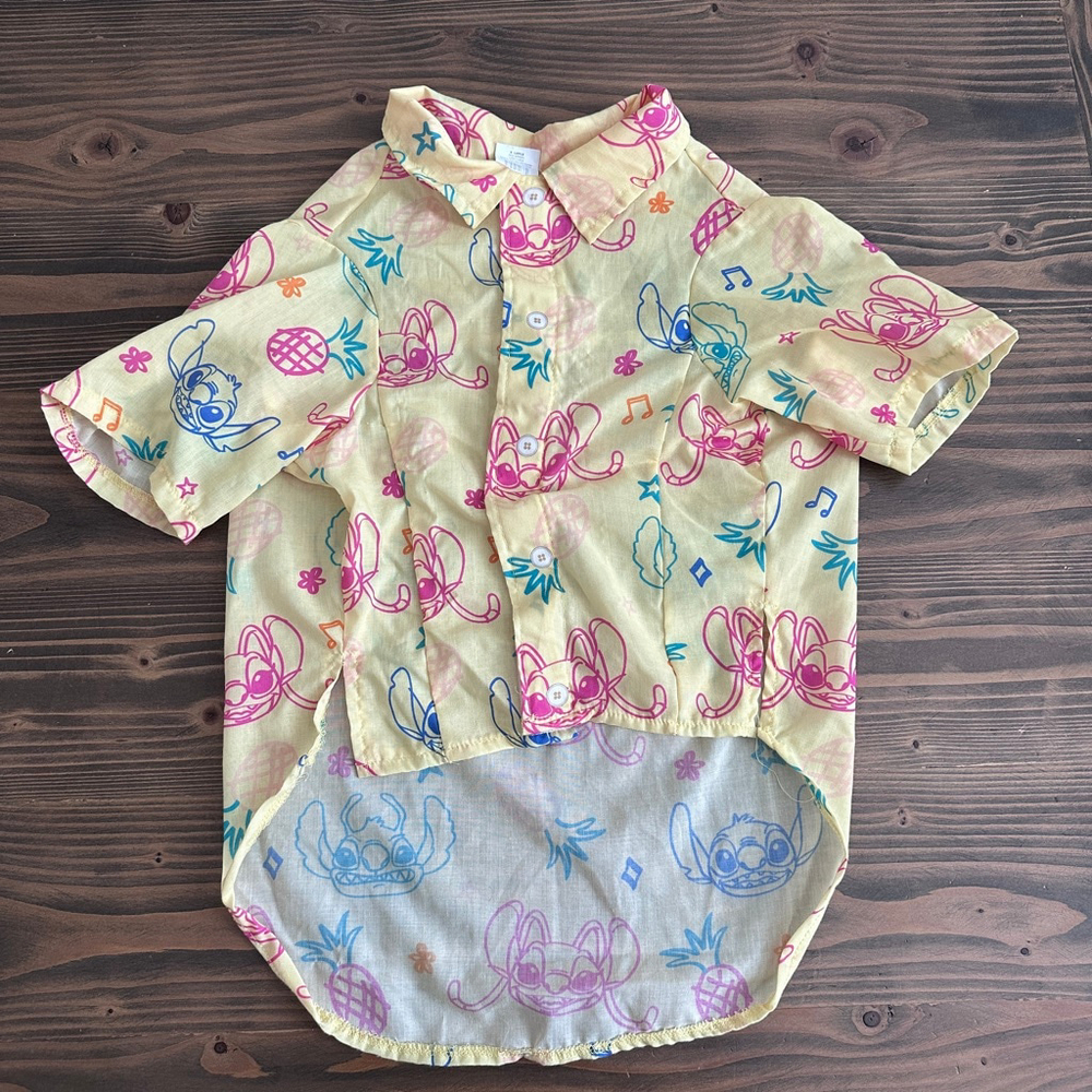 Disney Lilo & Stitch Dog Shirt XL Yellow Hawaiian Stitch Angel Pet Outfit